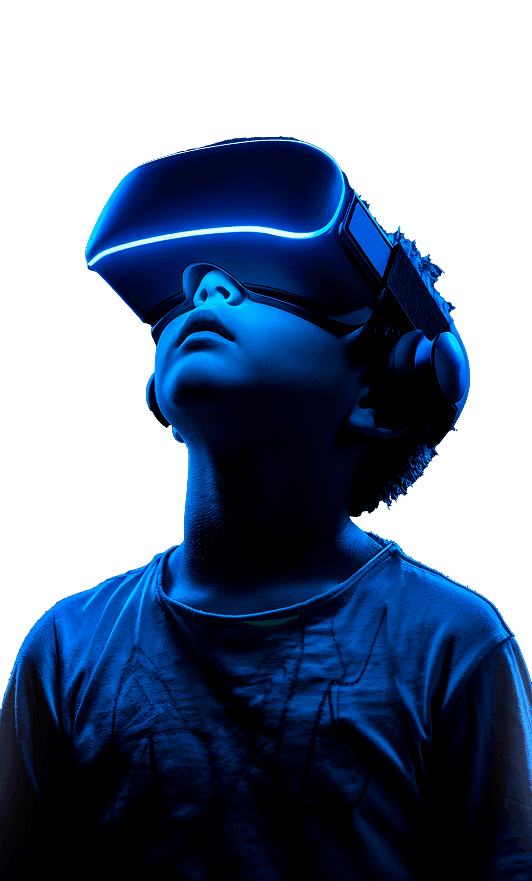 Representação visual de um jovem no futuro utilizando tecnologia avançada da Braxen